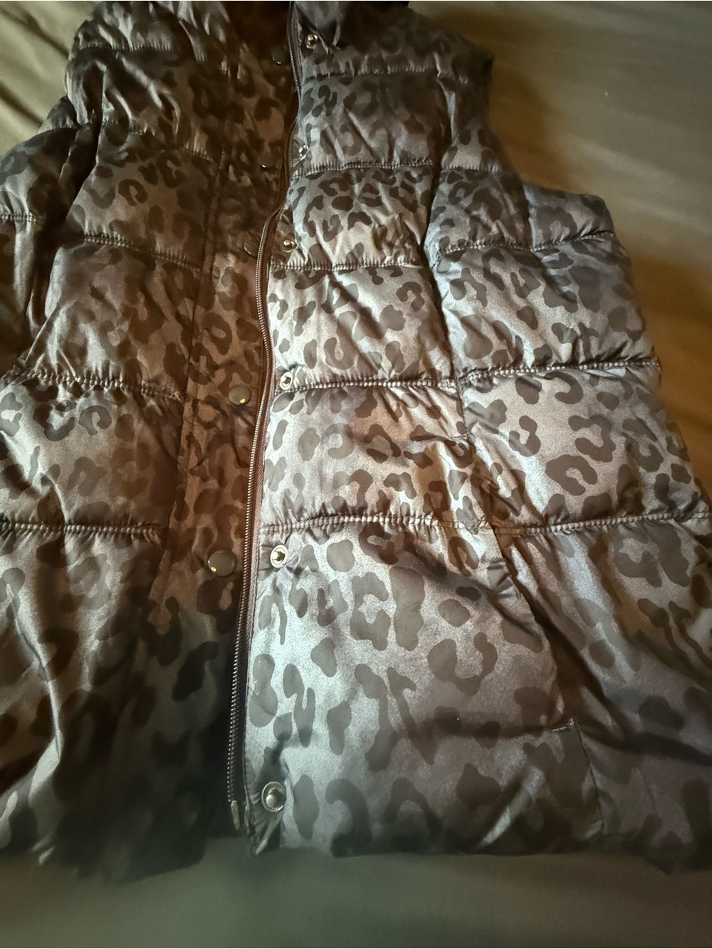 Old Navy Brown Leopard-Print Puffer Vest